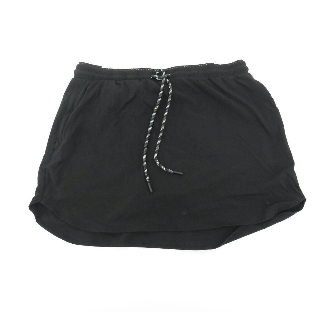 Members Mark Woven Trek Skort M Black 2-Way Stretch Elastic Waist Drawstring NWT